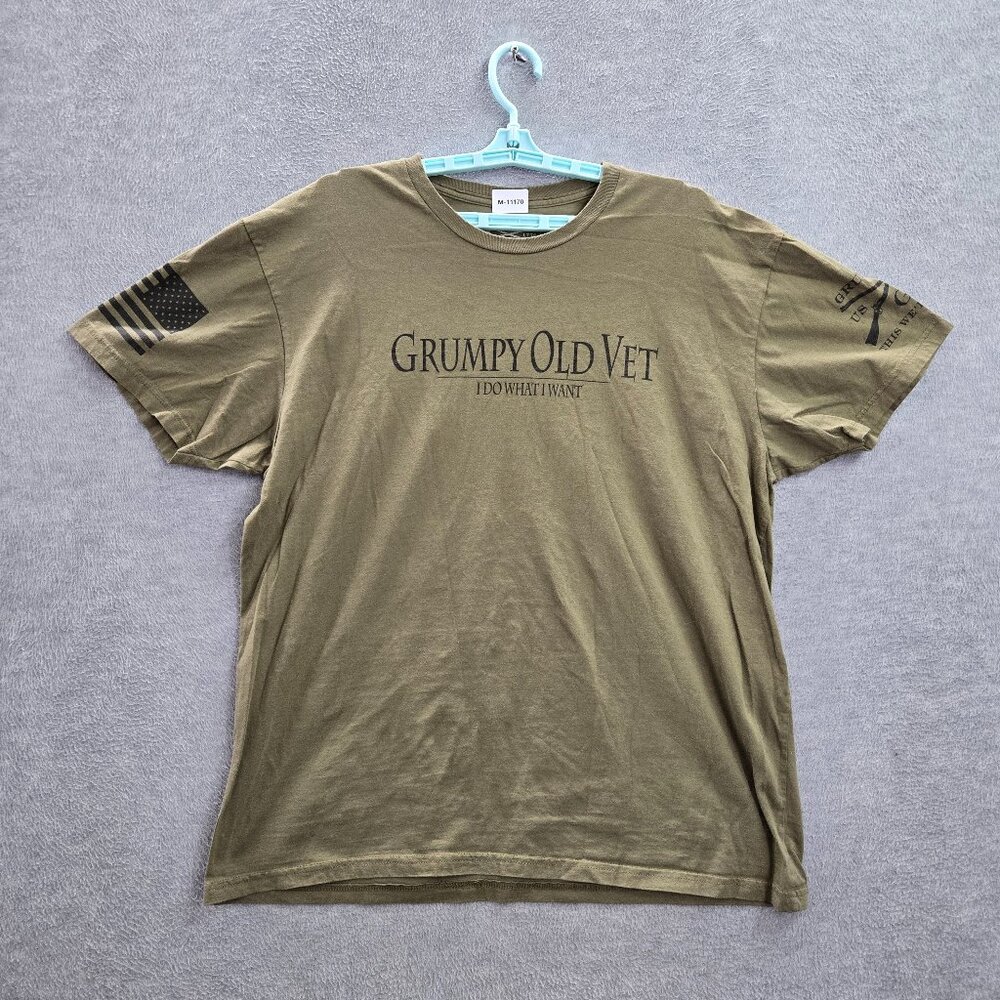 Grunt Style‎ Men Shirt XL Green Grumpy Old Vet Graphic Tee Logo Short Sleeve